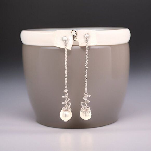 Akoya Pearl Earrings 14 KT Gold Certified $999 013431 - Picture 6 of 11